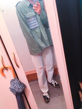 「GAP（ギャップ）のアイテム（ノーカラージャケット）」を使った、ちぇるさん（レディース・160cm）の春コーディネート