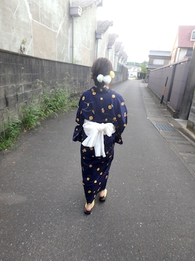 「OLIVE des OLIVE（オリーブデオリーブ）のアイテム（浴衣）」を使った、kiriさん（レディース・155cm）の夏コーディネート