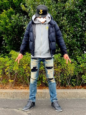 「LouisVuitton」｜「アイテム（ダウンジャケット/コート）」を使った、LIFEさん（メンズ・170cm）の冬コーディネート