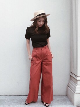 キャンバスカラーワイドパンツを使った人気ファッションコーディネート Wear