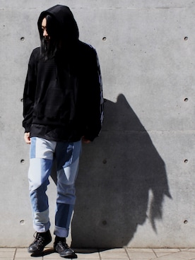 「アイテム（ジャージ）」を使った、タケダさん（メンズ・179cm）の春コーディネート