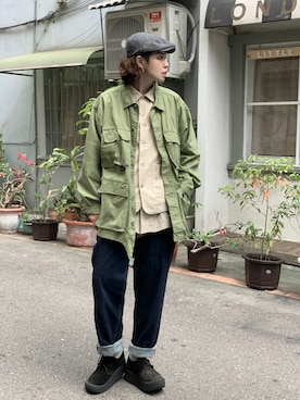 「Carhartt WIP（カーハートダブリューアイピー）のアイテム（その他アウター）」を使った、男爺さん（レディース・171cm）の春コーディネート