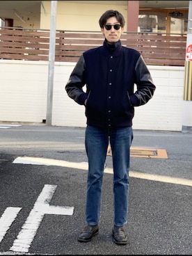 「SCYE BASICS（サイベーシックス）のアイテム（デニムパンツ）」を使った、_ha8t0さん（メンズ・179cm）の冬コーディネート