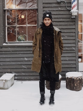 「Saturdays NYC（サタデーズ ニューヨークシティ ）のアイテム（ミリタリージャケット）」を使った、starboy さん（メンズ・183cm）の冬コーディネート