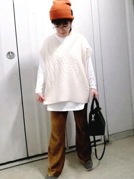 「ADPOSION（アドポーション）のアイテム（帽子）」を使った、5856dadatさん（レディース・155cm）の冬コーディネート