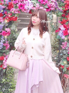 「one after another NICE CLAUP（ワンアフターアナザーナイスクラップ）のプリーツ加工プチハイレーストップス（Tシャツ/カットソー）」を使った、美月 ♡⃜ 𝑚𝑒𝑖𝑦𝑢𝑒さん（レディース・150cm）の春コーディネート