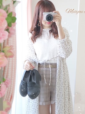 「one after another NICE CLAUP（ワンアフターアナザーナイスクラップ）のプリーツ加工プチハイレーストップス（Tシャツ/カットソー）」を使った、美月 ♡⃜ 𝑚𝑒𝑖𝑦𝑢𝑒さん（レディース・150cm）の春コーディネート