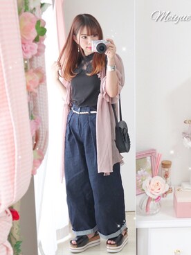 「one after another NICE CLAUP（ワンアフターアナザーナイスクラップ）のアイテム（チュニック、ブラウン系）」を使った、美月 ♡⃜ 𝑚𝑒𝑖𝑦𝑢𝑒さん（レディース・150cm）の夏コーディネート
