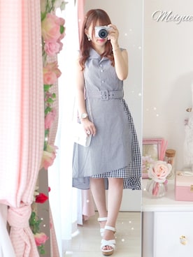 「ミーア」｜「アイテム（シャツワンピース）」を使った、美月 ♡⃜ 𝑚𝑒𝑖𝑦𝑢𝑒さん（レディース・150cm）の夏コーディネート