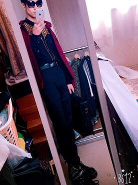 「Saint Laurent」｜「アイテム（スタジャン）」を使った、ちゃんこ鍋さん（メンズ・163cm）の冬コーディネート