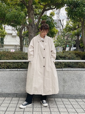 「黒デニム」｜「アイテム（その他アウター）」を使った、福本 茉以さん（レディース・160cm）の冬コーディネート