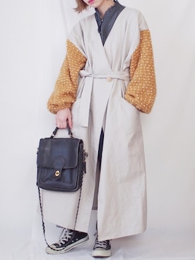 「Handmade（ハンドメイド）のアイテム（ジャケット/アウター）」を使った、tomomiさん（レディース・151cm）の春コーディネート