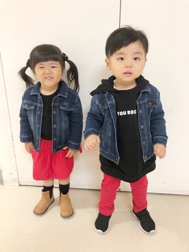 「アイテム（スカート）」を使った、hanetoraさん（キッズ・90cm）の秋コーディネート