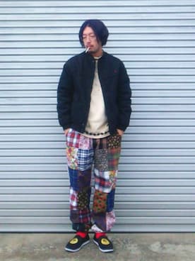 「Supreme （シュプリーム）のアイテム（その他シューズ）」を使った、psychojunkyさん（メンズ・170cm）の冬コーディネート