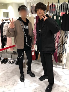 「大阪」｜「アイテム（ブルゾン）」を使った、ayumuさん（メンズ・170cm）の冬コーディネート