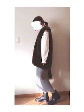 「ゴアブーツ」｜「アイテム（その他アウター）」を使った、塩ぱんさん（レディース・163cm）の秋コーディネート