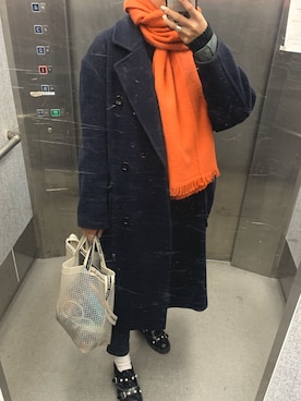 「JEANASIS（ジーナシス）のアイテム（チェスターコート）」を使った、あしょしゃん。さん（レディース・155cm）の冬コーディネート