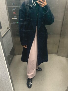 「JEANASIS（ジーナシス）のアイテム（チェスターコート）」を使った、あしょしゃん。さん（レディース・155cm）の冬コーディネート