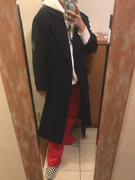 「JEANASIS（ジーナシス）のアイテム（チェスターコート）」を使った、あしょしゃん。さん（レディース・155cm）の冬コーディネート