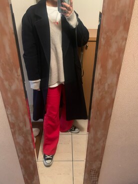 「JEANASIS（ジーナシス）のアイテム（チェスターコート）」を使った、あしょしゃん。さん（レディース・155cm）の春コーディネート
