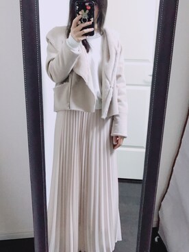 「SNIDEL（スナイデル）のアイテム（ムートンコート）」を使った、しゅあんさん（レディース・155cm）の秋コーディネート
