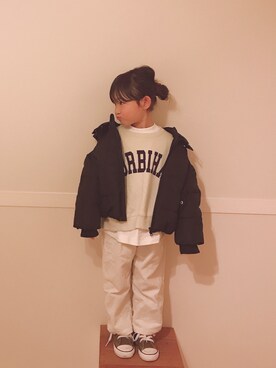 「RADCHAP（ラッドチャップ）のアイテム（ブルゾン）」を使った、YuAさん（キッズ・100cm）の冬コーディネート