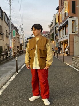「MANASTASH（マナスタッシュ）のアイテム（ニット/セーター）」を使った、abe太さん（メンズ・169cm）の冬コーディネート