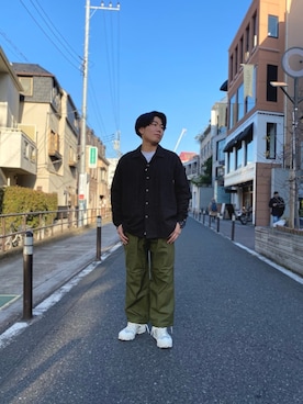 「inov-8（イノヴェイト）のアイテム（シューズ）」を使った、abe太さん（メンズ・169cm）の冬コーディネート