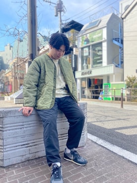 「MANASTASH（マナスタッシュ）のアイテム（ニット/セーター）」を使った、abe太さん（メンズ・169cm）の冬コーディネート