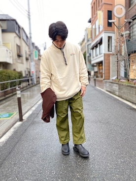「MANASTASH（マナスタッシュ）のアイテム（スウェット）」を使った、abe太さん（メンズ・169cm）の冬コーディネート