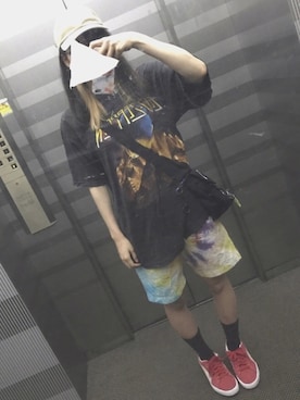 「ROLLING CRADLE（ローリングクレイドル）のアイテム（帽子）」を使った、びすこさん（レディース・163cm）の夏コーディネート