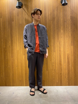 「MY THINKS（マイシンクス）のアイテム（トップス）」を使った、カネミツさん（メンズ・181cm）の春コーディネート