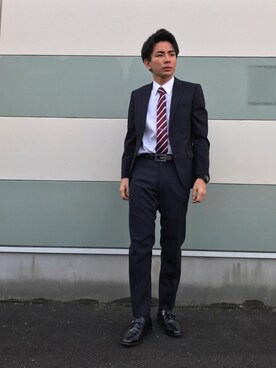 「COMME CA ISM（コムサイズム）のアイテム（フォーマルスーツ/小物）」を使った、むふぁささん（メンズ・171cm）の冬コーディネート