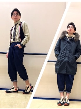 「JEANASIS（ジーナシス）のアイテム（ベスト）」を使った、むふぁささん（メンズ・171cm）の冬コーディネート
