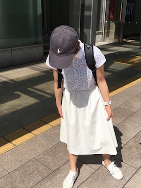 「花柄トップス」｜「アイテム（その他）」を使った、ᴍɪᴋᴜさん（レディース・163cm）の夏コーディネート