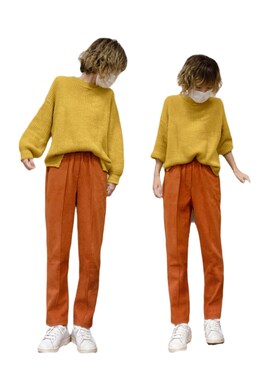 「JUNOAH（ジュノア）のアイテム（スラックス）」を使った、momoさん（レディース・154cm）の秋コーディネート