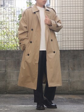 「epnok（エプノック）のアイテム（トレンチコート）」を使った、シゲさん（メンズ・170cm）の春コーディネート