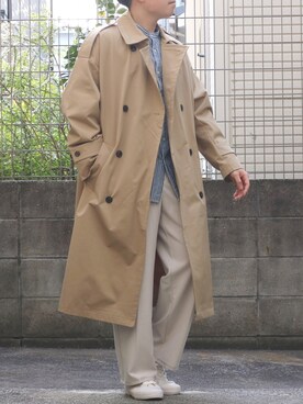 「epnok（エプノック）のアイテム（トレンチコート）」を使った、シゲさん（メンズ・170cm）の春コーディネート
