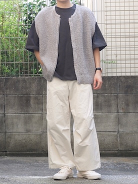 「INTER FACTORY（インターファクトリー）のアイテム（カーゴパンツ）」を使った、シゲさん（メンズ・170cm）の夏コーディネート