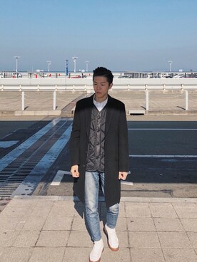 「plain-me（プレインミー）のアイテム（ミリタリージャケット）」を使った、yjkaiさん（メンズ・172cm）の春コーディネート