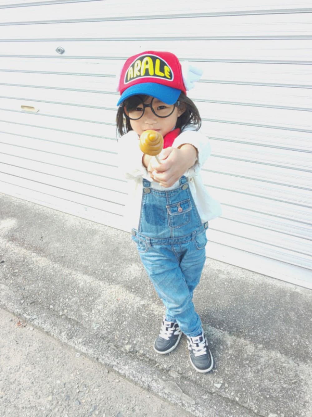 アラレちゃん ぬいぐるみ デニムオーバーオール　ビンテージ 昭和レトロ☆日本製☆80年代☆Dr.スランプ アラレちゃん