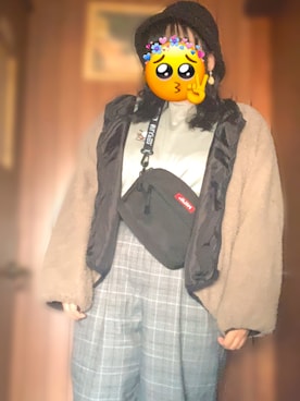 「WEGO（ウィゴー）のWEGO/リバーシブルファーボアバケットハット（ハット）」を使った、　おせつさん（レディース・158cm）の冬コーディネート