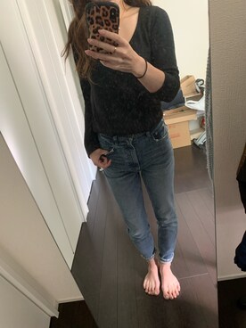 「MOUSSY（マウジー）のMVS SKINNY（デニムパンツ）」を使った、ayana.jlさん（レディース・159cm）の秋コーディネート