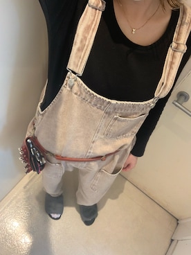 「美容師」｜「アイテム（サロペット/オーバーオール）」を使った、優美さん（レディース・163cm）の秋コーディネート