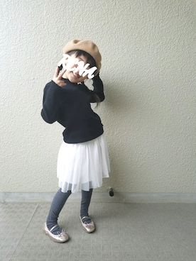 「PETIT BATEAU（プチバトー）のアイテム（スカート）」を使った、hirooomi07さん（キッズ・100cm）の秋コーディネート