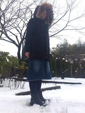 「MOUSSY（マウジー）のアイテム（モッズコート）」を使った、nanaさん（レディース・158cm）の冬コーディネート