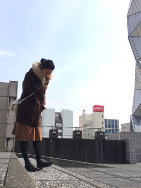 「アイテム（モッズコート、ブラウン系）」を使った、nanaさん（レディース・158cm）の春コーディネート