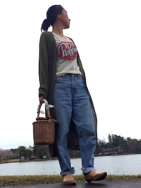 「カコバッグ」｜「アイテム（ジャケット/アウター）」を使った、nanaさん（レディース・158cm）の春コーディネート