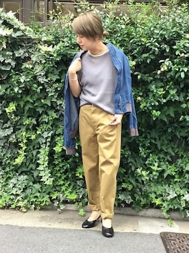 「JOURNAL STANDARD LUXE（ジャーナルスタンダード　ラックス）のアイテム（ジャケット/アウター）」を使った、journal standard luxe 表参道店スタッフさん（レディース・159cm）の夏コーディネート