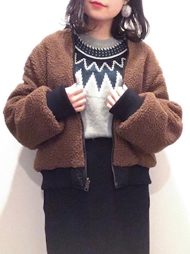 「SM2（エスエムツー）のアイテム（MA-1）」を使った、Sanaさん（レディース・153cm）の冬コーディネート